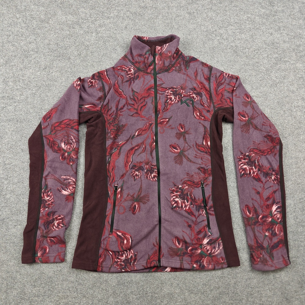 Kari Traa Jacket Womens Small Purple Floral Basic Full Zip Lined Pockets